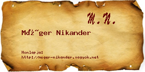 Móger Nikander névjegykártya